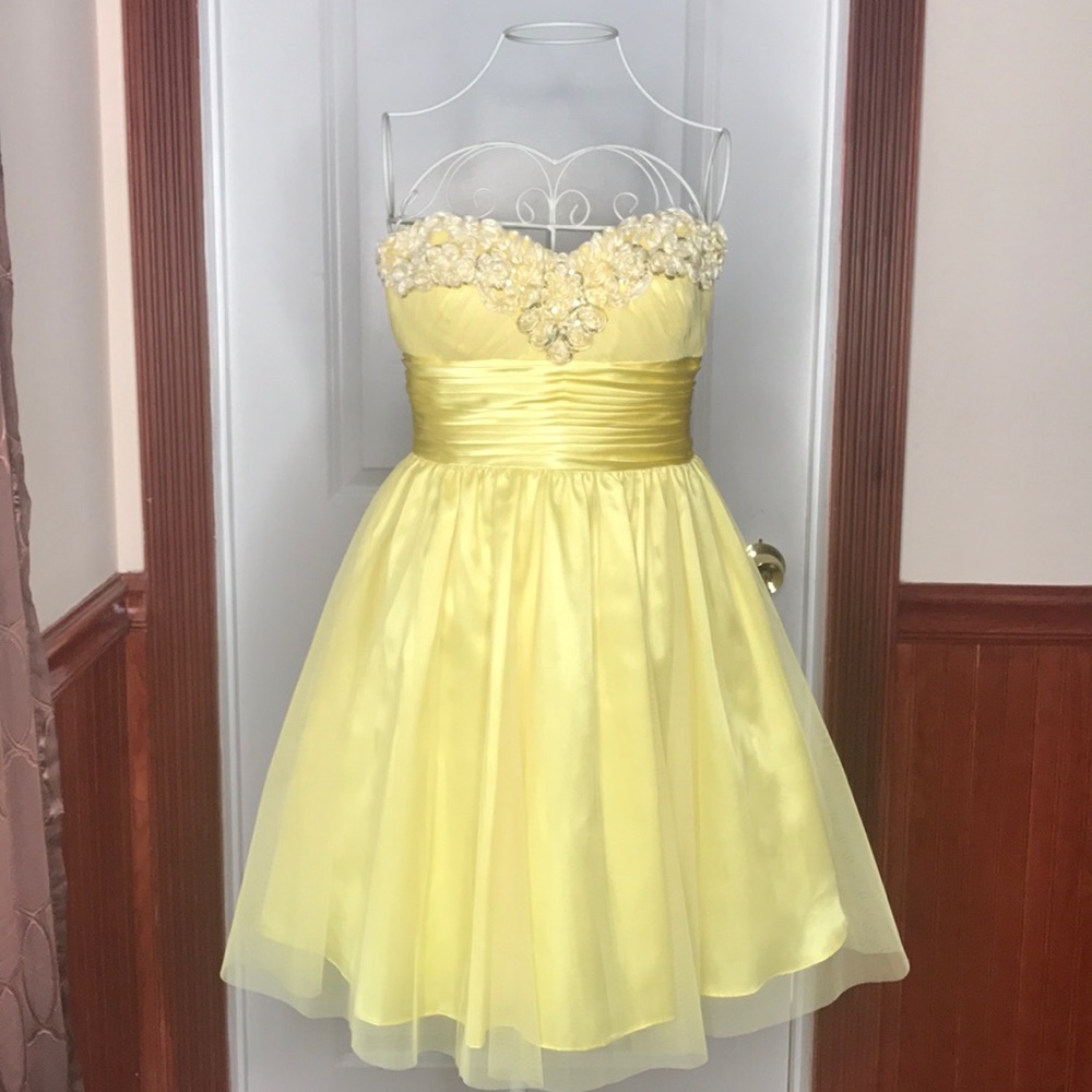 Bright Yellow Hailey Logan Dress Flower Detail